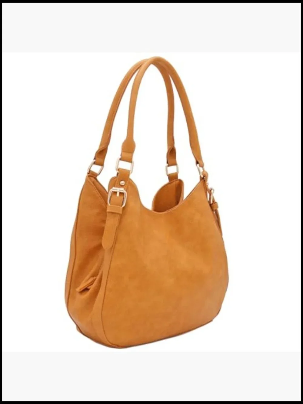 Faux Leather Medium Hobo Bag Lightweight 3 Compartment Gold Tone Hardware
